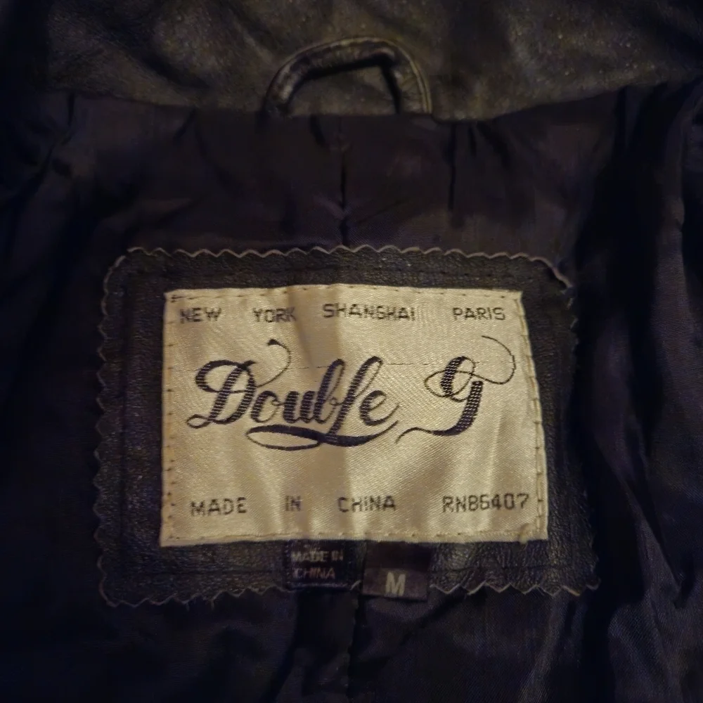 Vintage 80s Long Black Leather/Suede Trench Coat/Duster, Sz Med, Double G